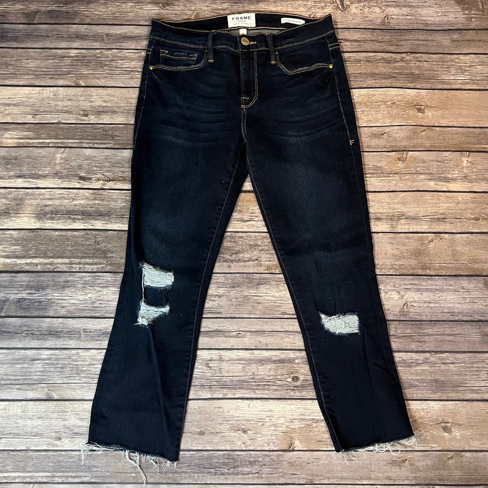 Frame Denim Le Skinny de Jeanne Distressed, Skinny Distressed Jeans size 27
